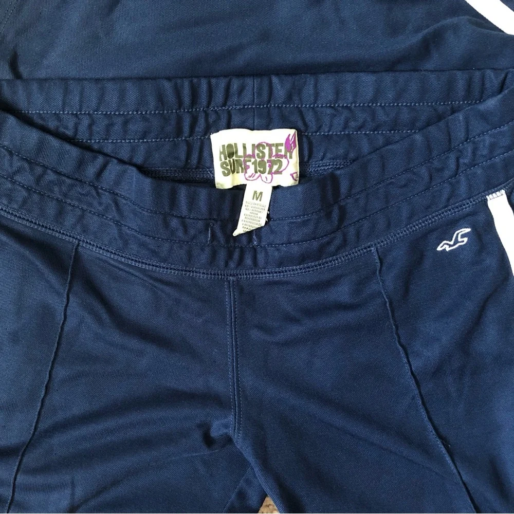 Hollister Navy Blue Kids Flare Sweatpants with White Side Stripe